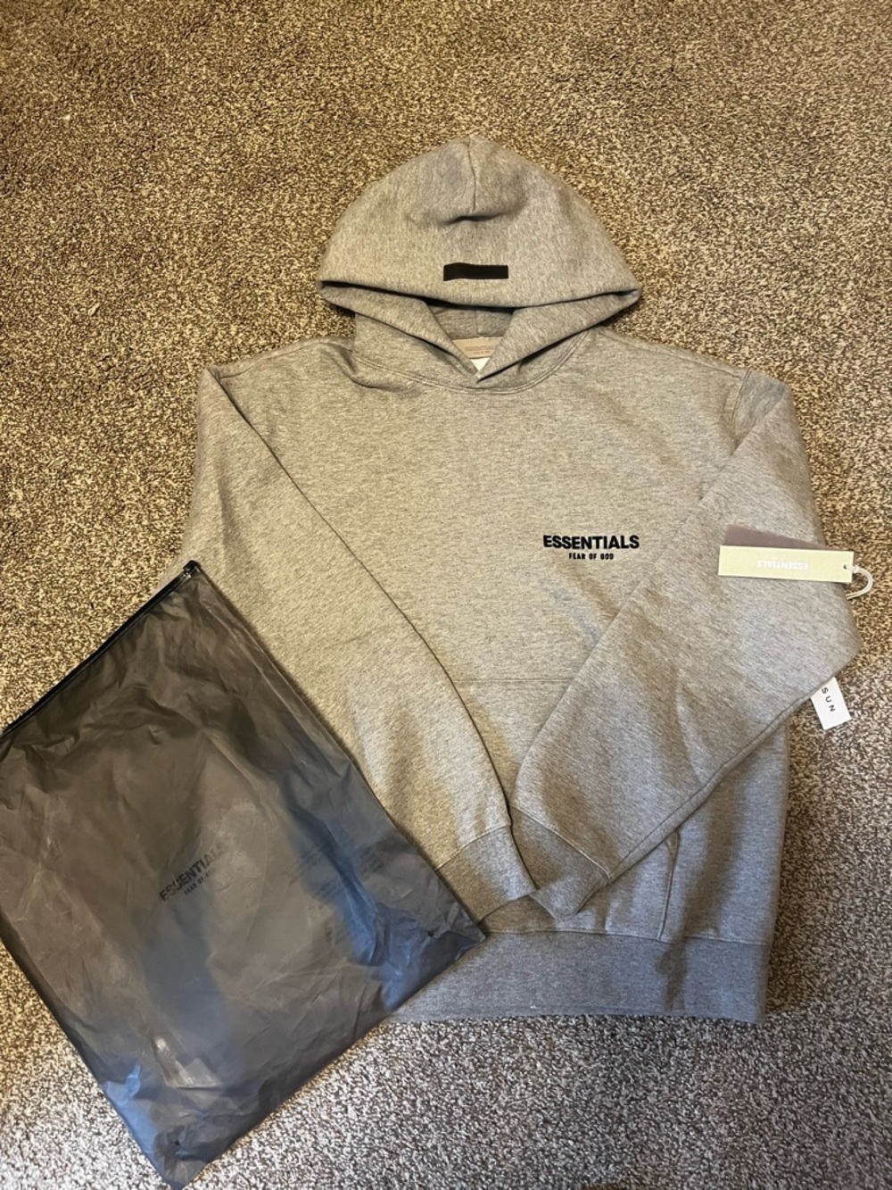 Essentials Dark Oatmeal Pullover Hoodie with Logo Tag - Picture 2 of 5